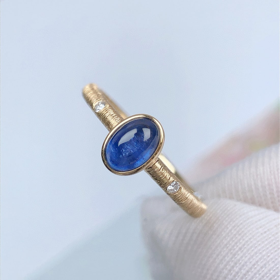 14k Gold 0.75 Ctw Natural Sapphire & Diamond Ring - 4