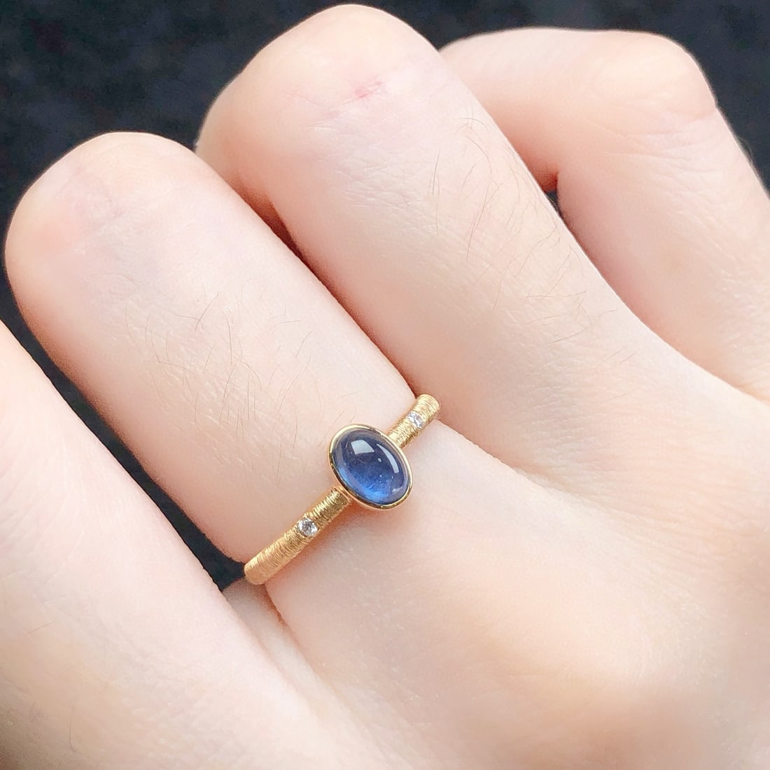 14k Gold 0.75 Ctw Natural Sapphire & Diamond Ring - 9