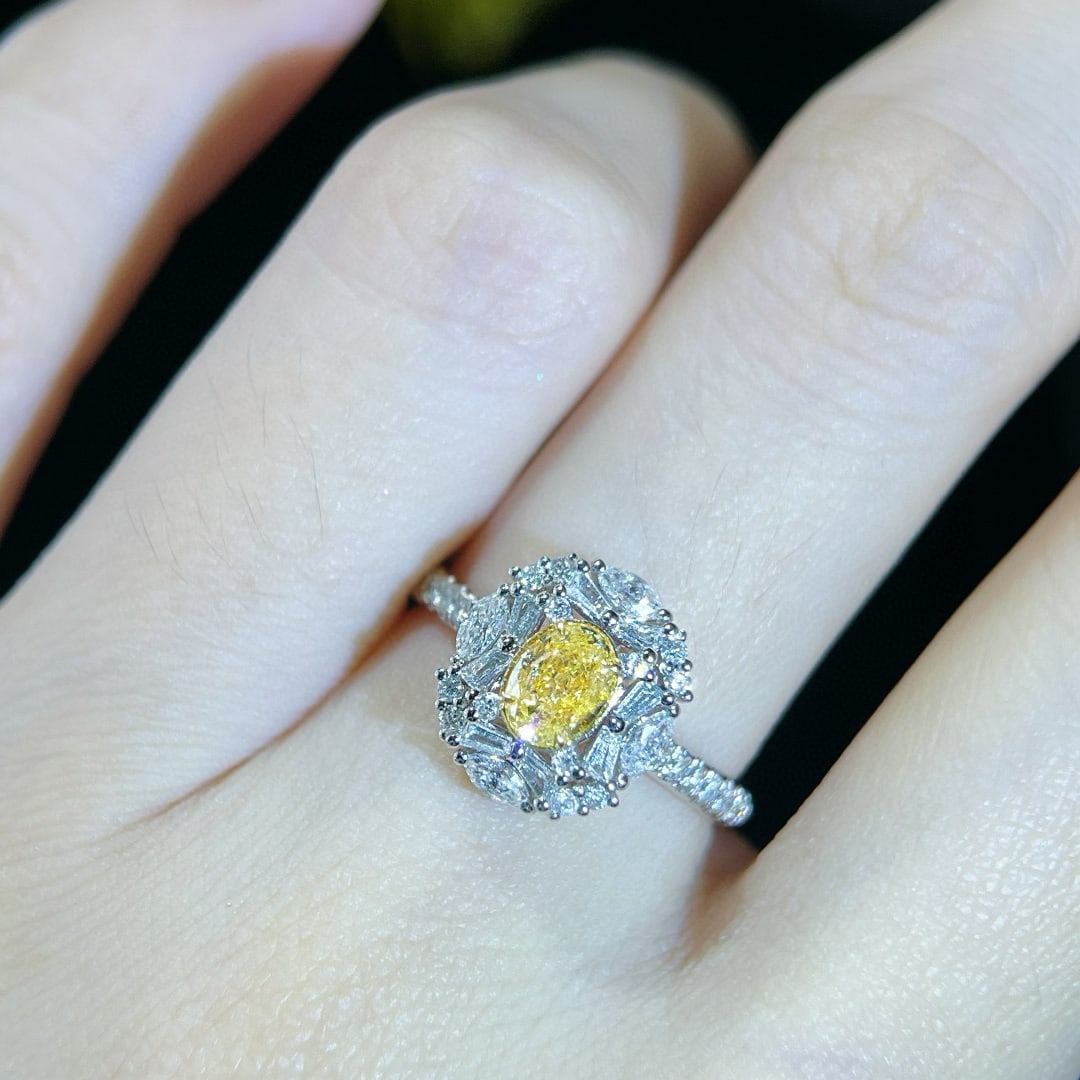 Gia Certified 14k Gold 1.06 Ctw Natural Yellow Diamond & Diamond Ring - 5