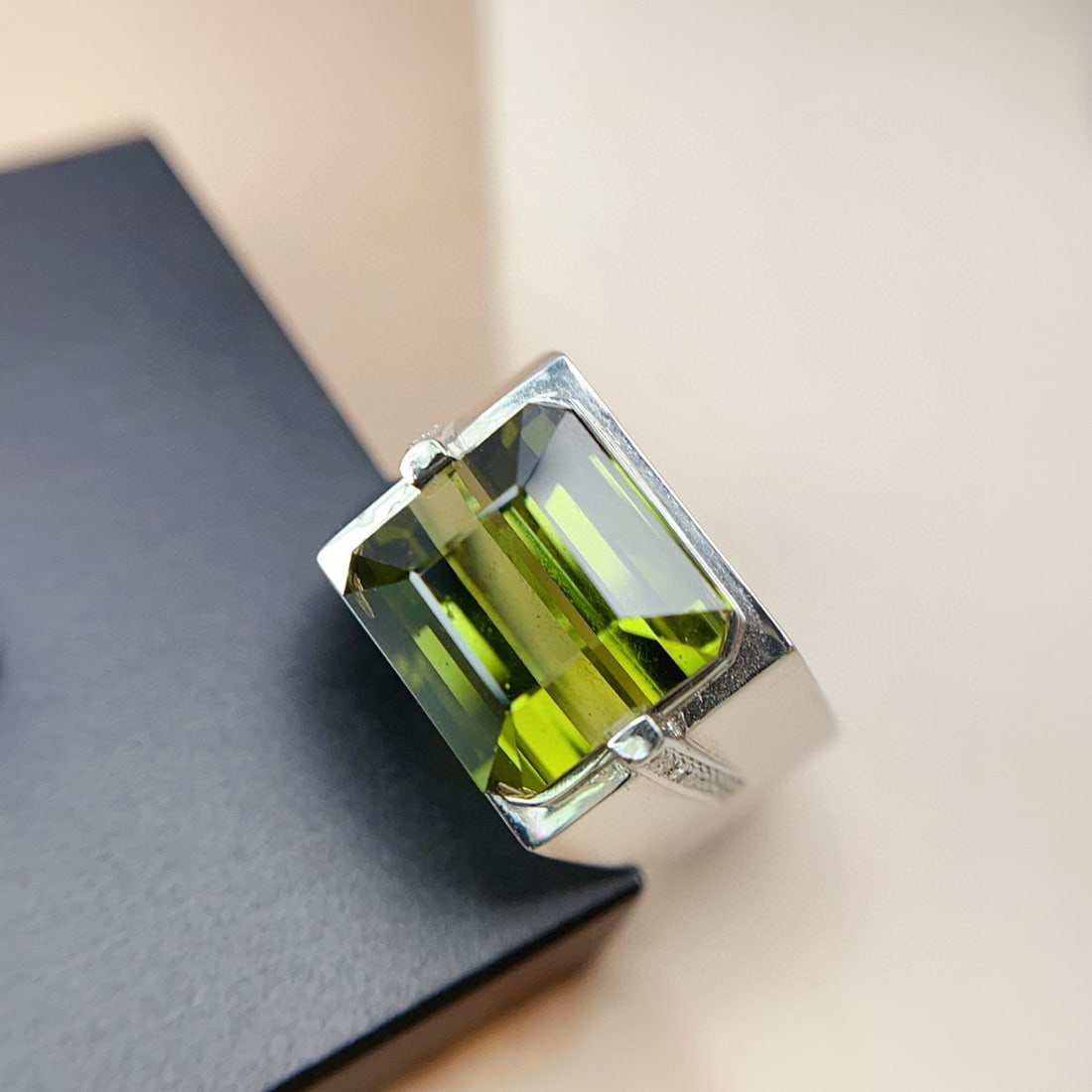 14k Gold 9.20 Ct Natural Tourmaline & Diamond & Men¡¯s Ring - 2
