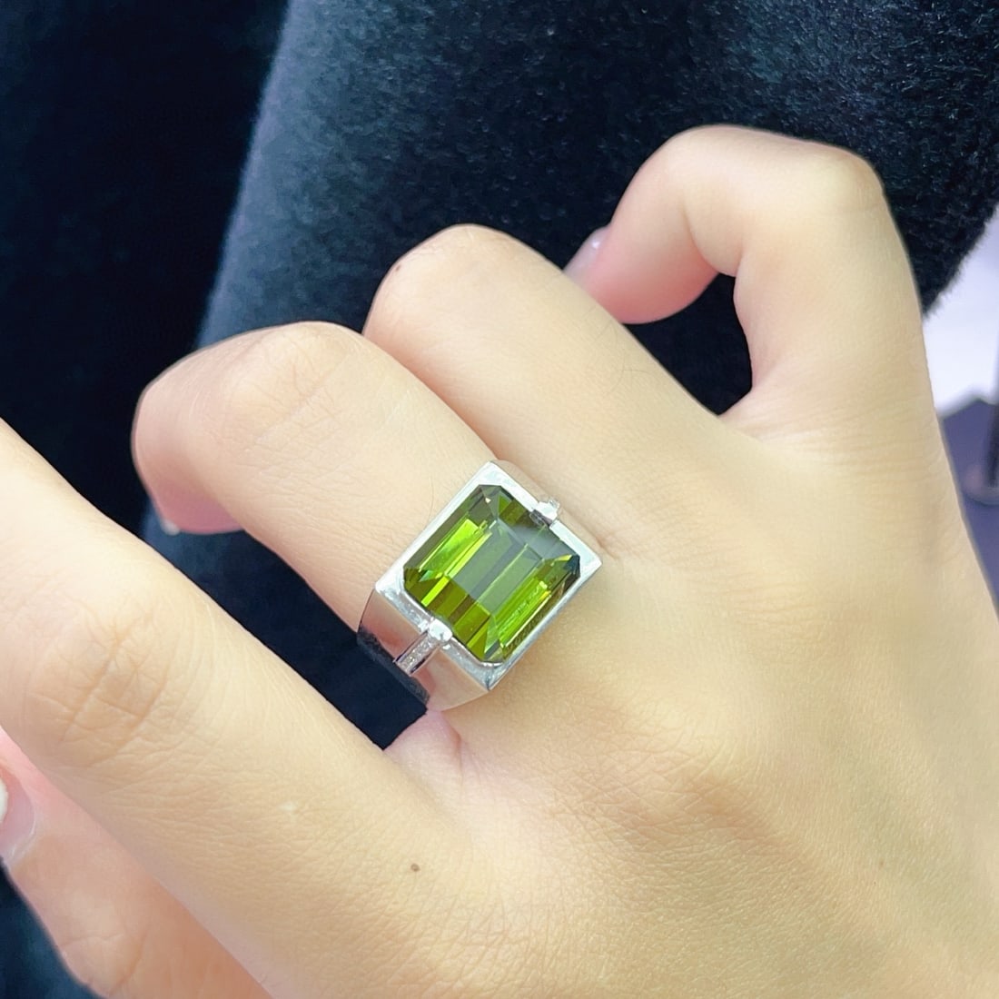 14k Gold 9.20 Ct Natural Tourmaline & Diamond & Men¡¯s Ring - 6