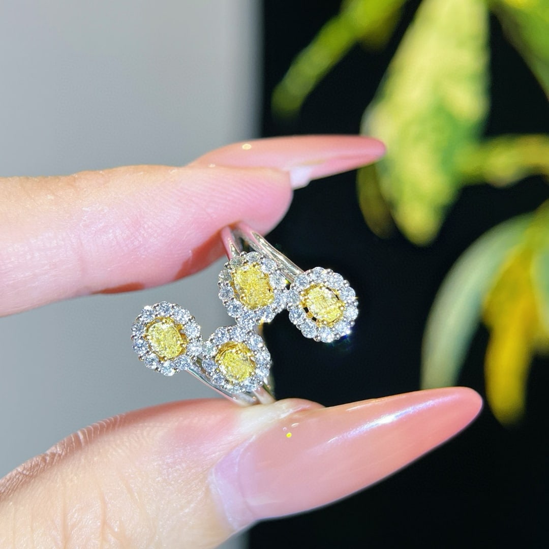 14k Gold 1.01 Ctw Natural Yellow Diamond & Diamond Ring - 2