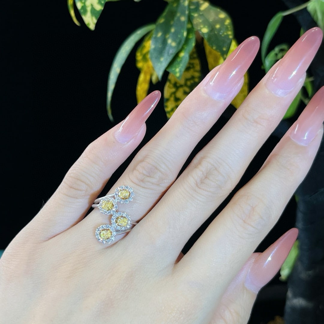 14k Gold 1.01 Ctw Natural Yellow Diamond & Diamond Ring - 6