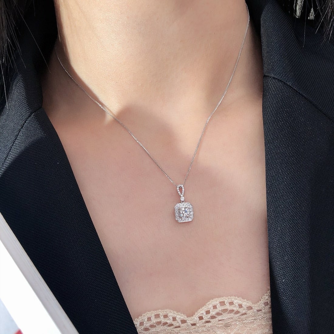 Gia Certified 14k Gold 0.3 Ct Natural G Si2 3ex Round Diamond Necklace - 4