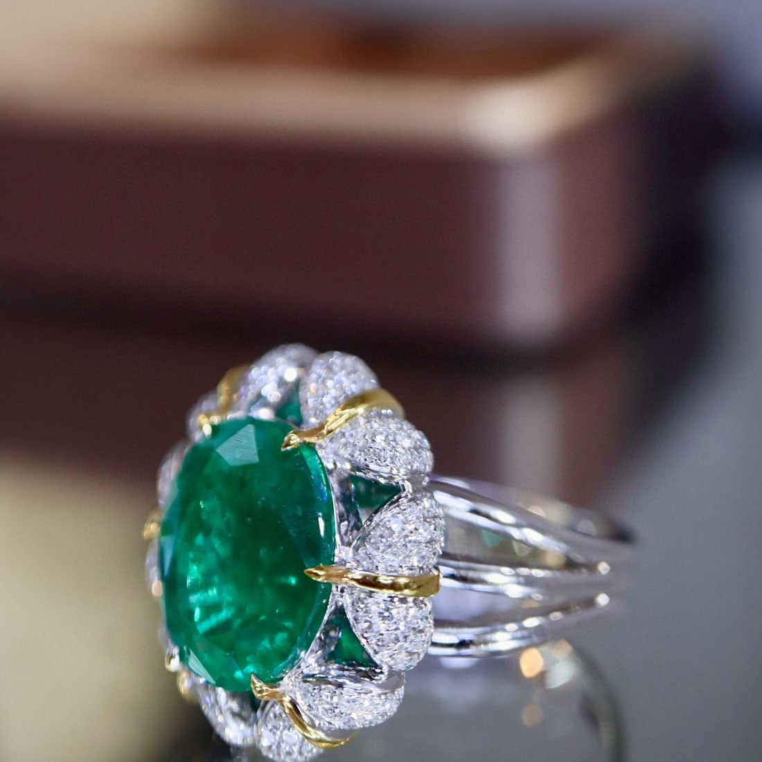 14k Gold 5.46 Ctw Natural Emerald & Diamond Ring - 3