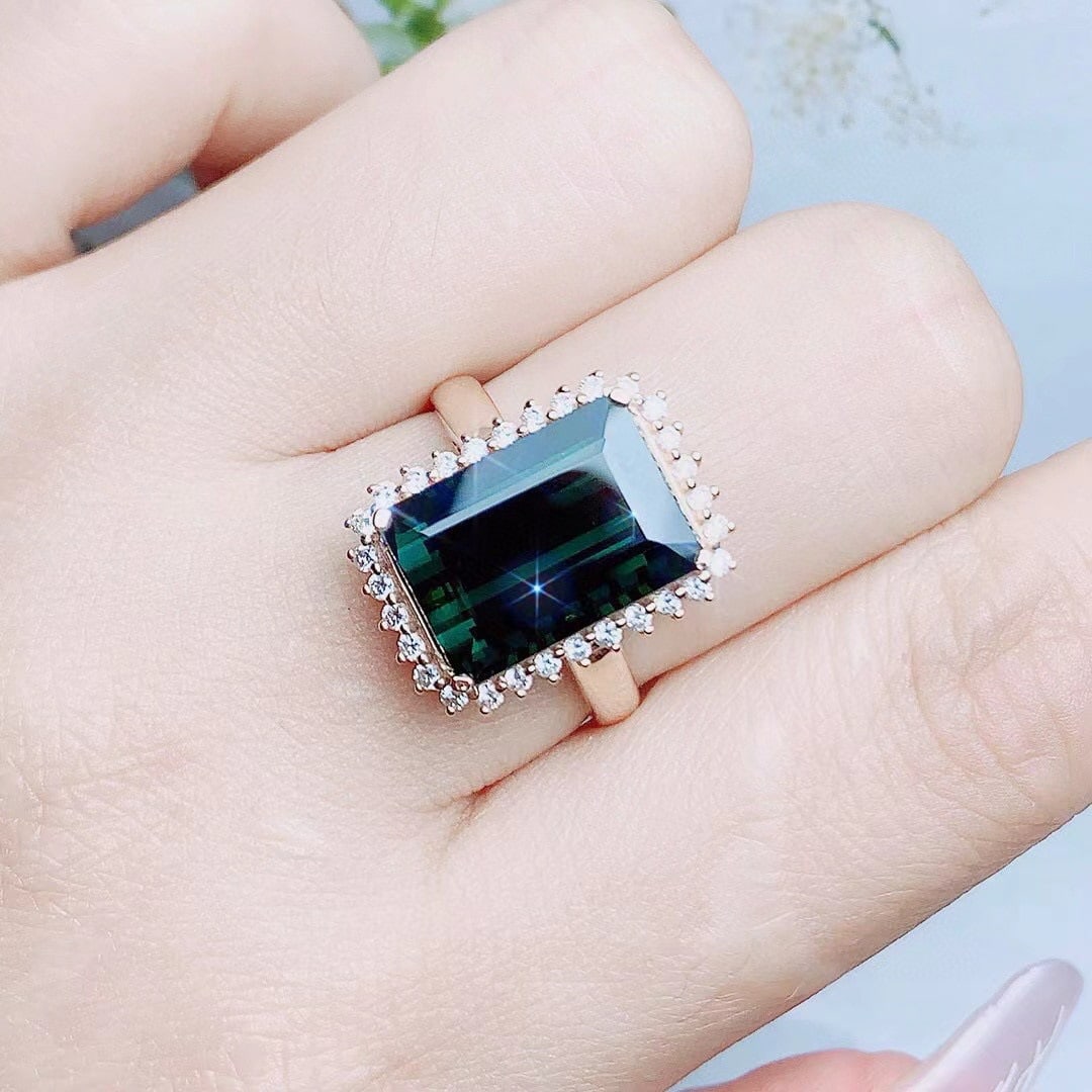 14k Gold 6.7 Ctw Natural Tourmaline & Diamond Ring - 5