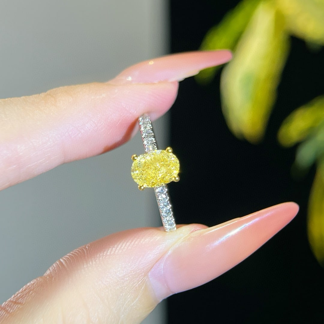 Gia Certified 14k Gold 1.42 Ctw Natural Yellow Diamond & Diamond Ring - 2