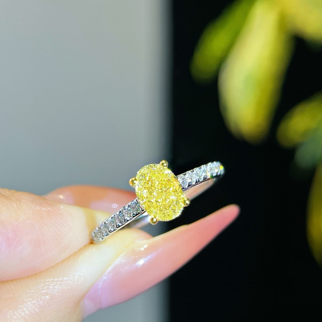 Gia Certified 14k Gold 1.42 Ctw Natural Yellow Diamond & Diamond Ring - 3