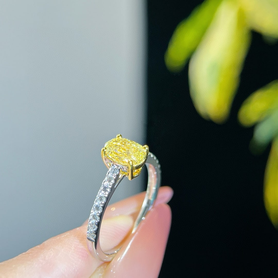 Gia Certified 14k Gold 1.42 Ctw Natural Yellow Diamond & Diamond Ring - 4