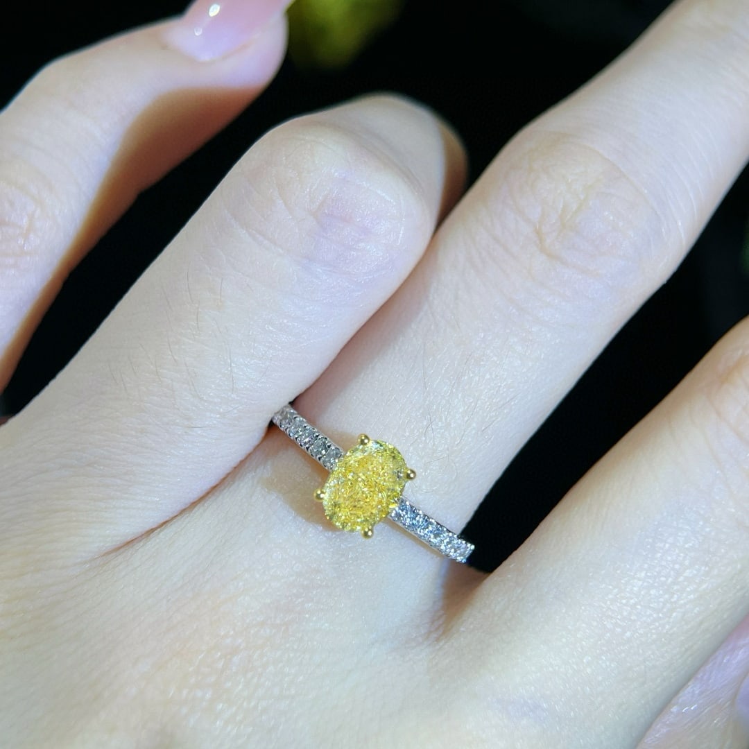 Gia Certified 14k Gold 1.42 Ctw Natural Yellow Diamond & Diamond Ring - 5