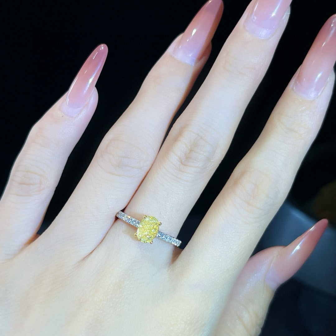 Gia Certified 14k Gold 1.42 Ctw Natural Yellow Diamond & Diamond Ring - 6