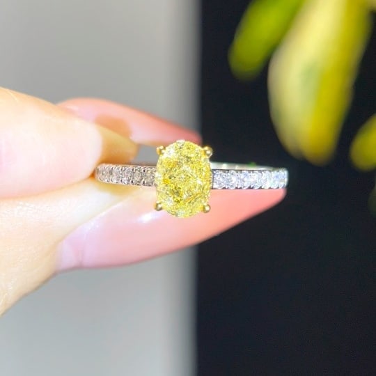 Gia Certified 14k Gold 1.42 Ctw Natural Yellow Diamond & Diamond Ring - 7
