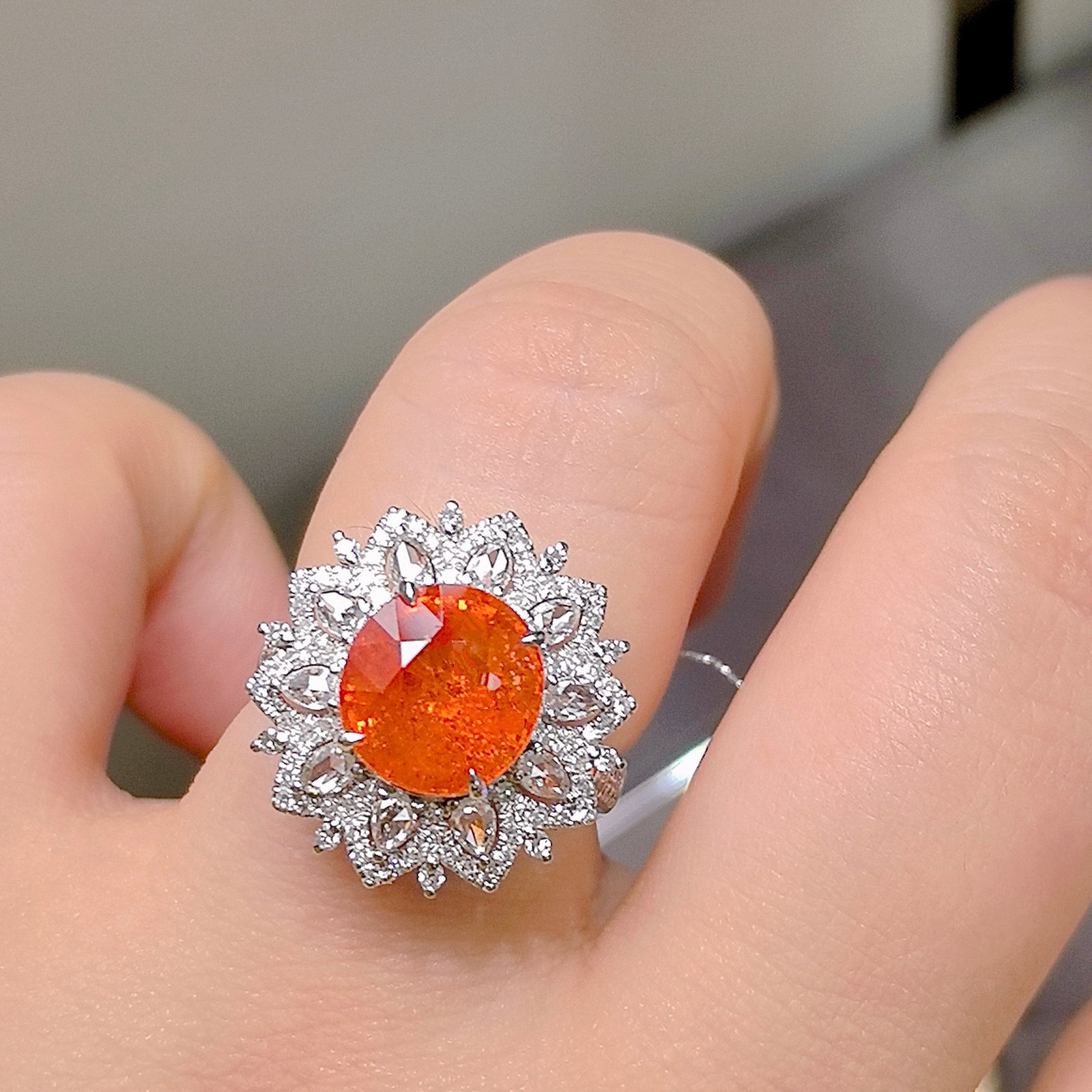 14k Gold 6.36 Ctw Natural Spessartine & Diamond Ring/pendant( Without Chain ) - 2