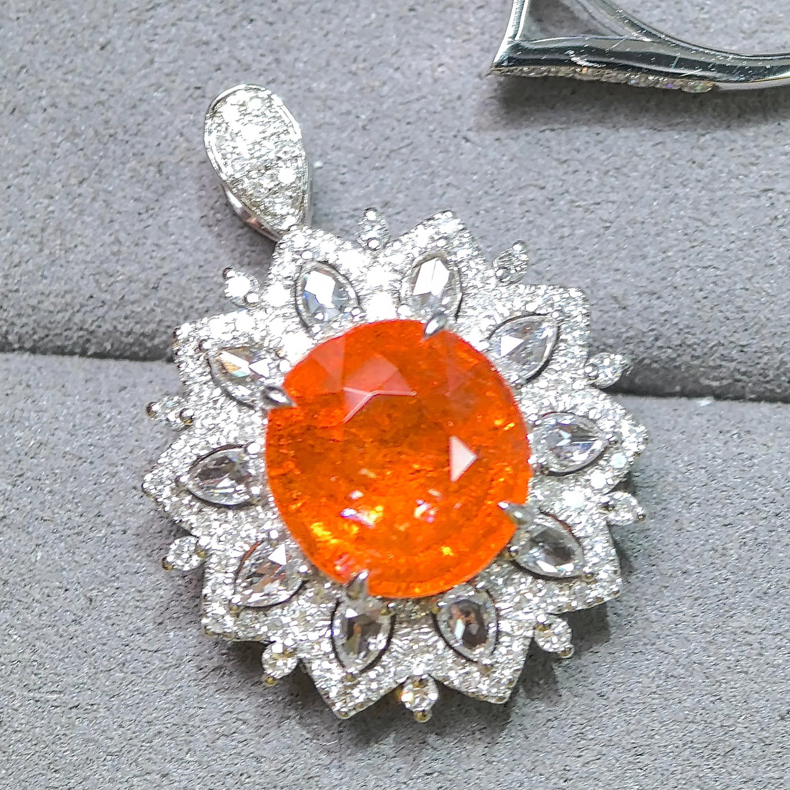 14k Gold 6.36 Ctw Natural Spessartine & Diamond Ring/pendant( Without Chain ) - 4