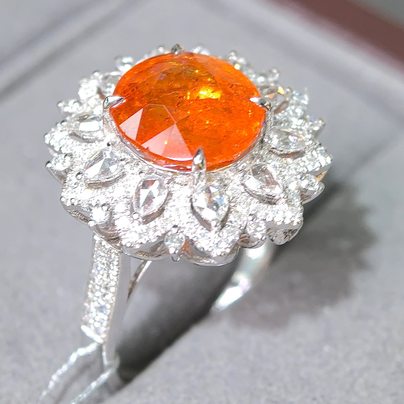 14k Gold 6.36 Ctw Natural Spessartine & Diamond Ring/pendant( Without Chain ) - 5