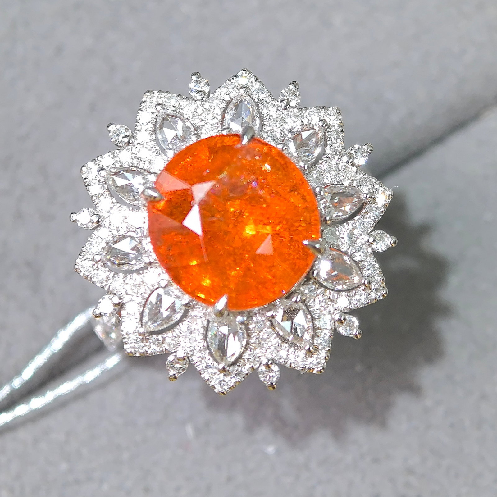14k Gold 6.36 Ctw Natural Spessartine & Diamond Ring/pendant( Without Chain ) - 7