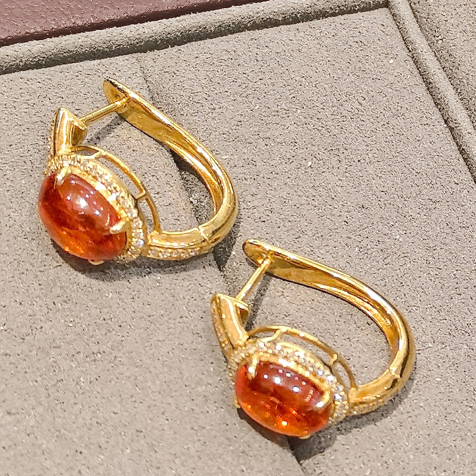 14k Gold 5.05 Ctw Natural Spessartine & Diamond Earrings - 4