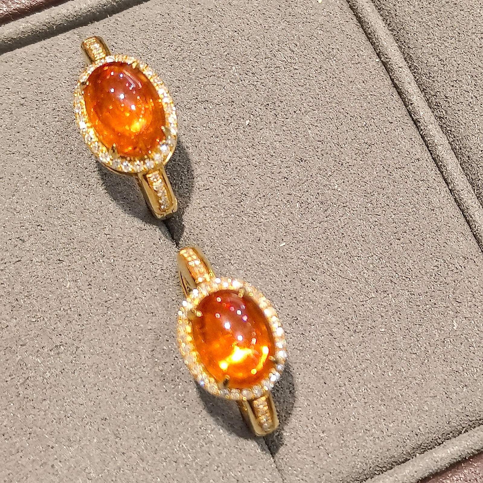 14k Gold 5.05 Ctw Natural Spessartine & Diamond Earrings - 5