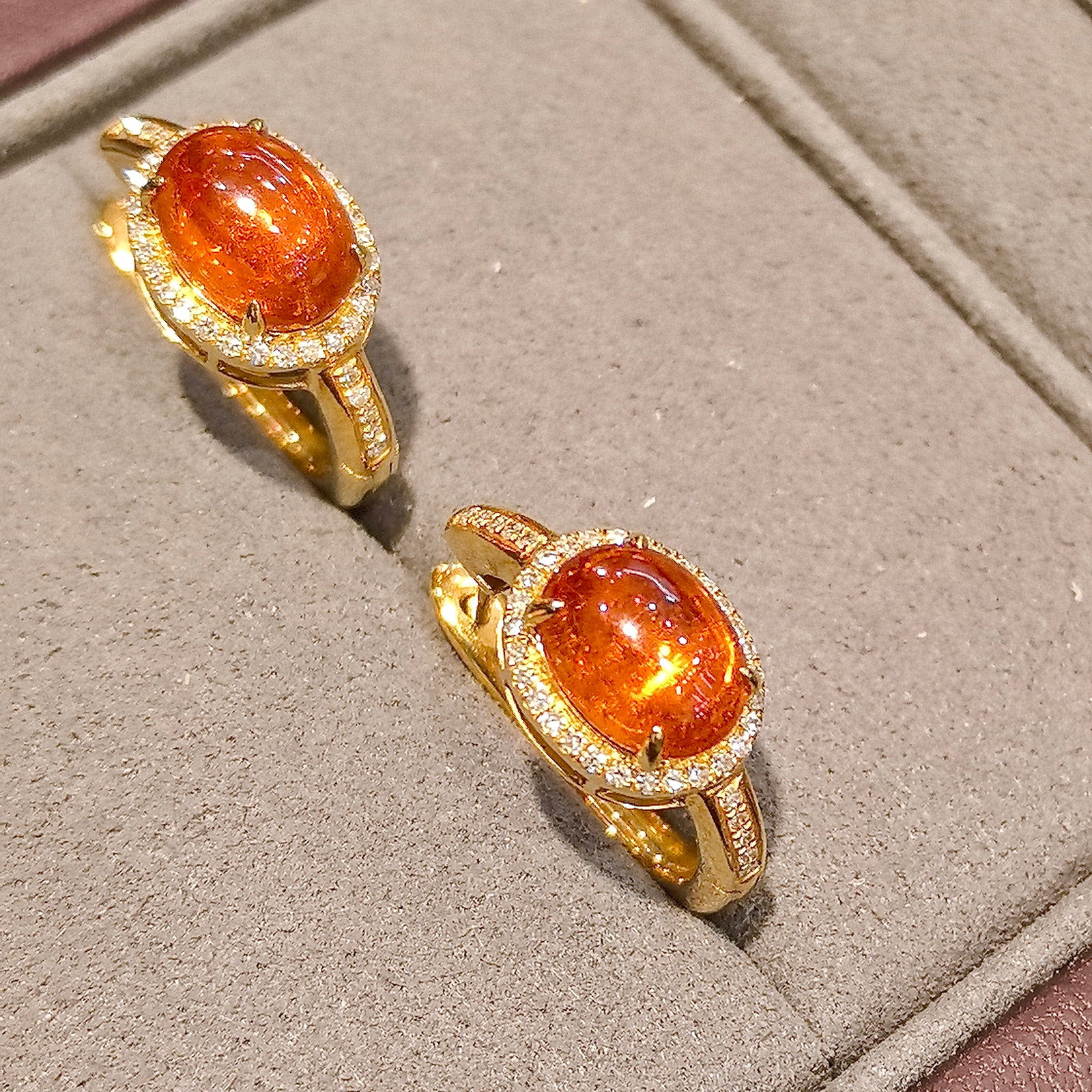 14k Gold 5.05 Ctw Natural Spessartine & Diamond Earrings - 7