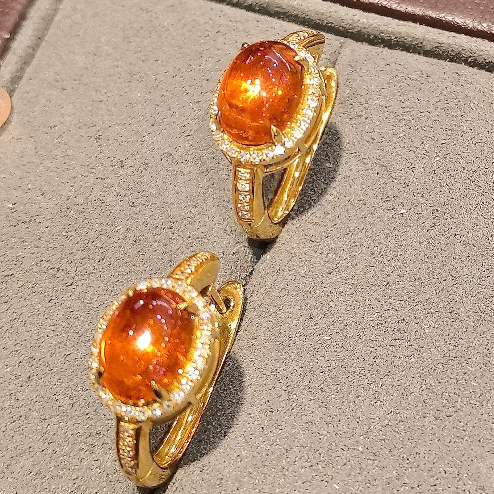 14k Gold 5.05 Ctw Natural Spessartine & Diamond Earrings - 9