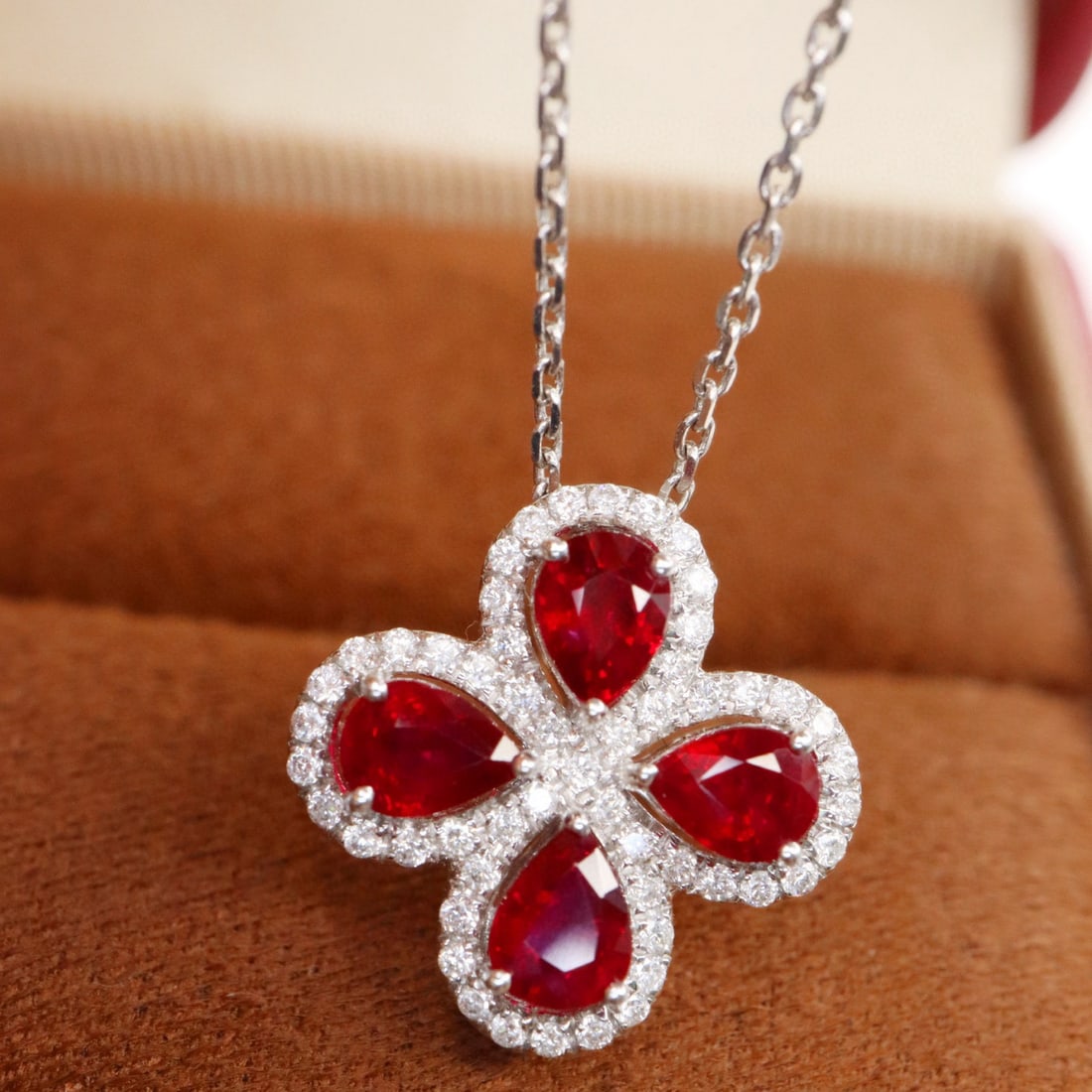 14k Gold 1.53 Ctw Natural Ruby & Diamond Pendant( Without Chain ) - 2