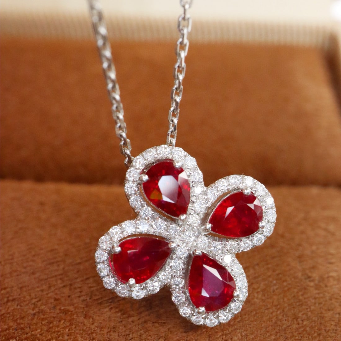 14k Gold 1.53 Ctw Natural Ruby & Diamond Pendant( Without Chain ) - 3