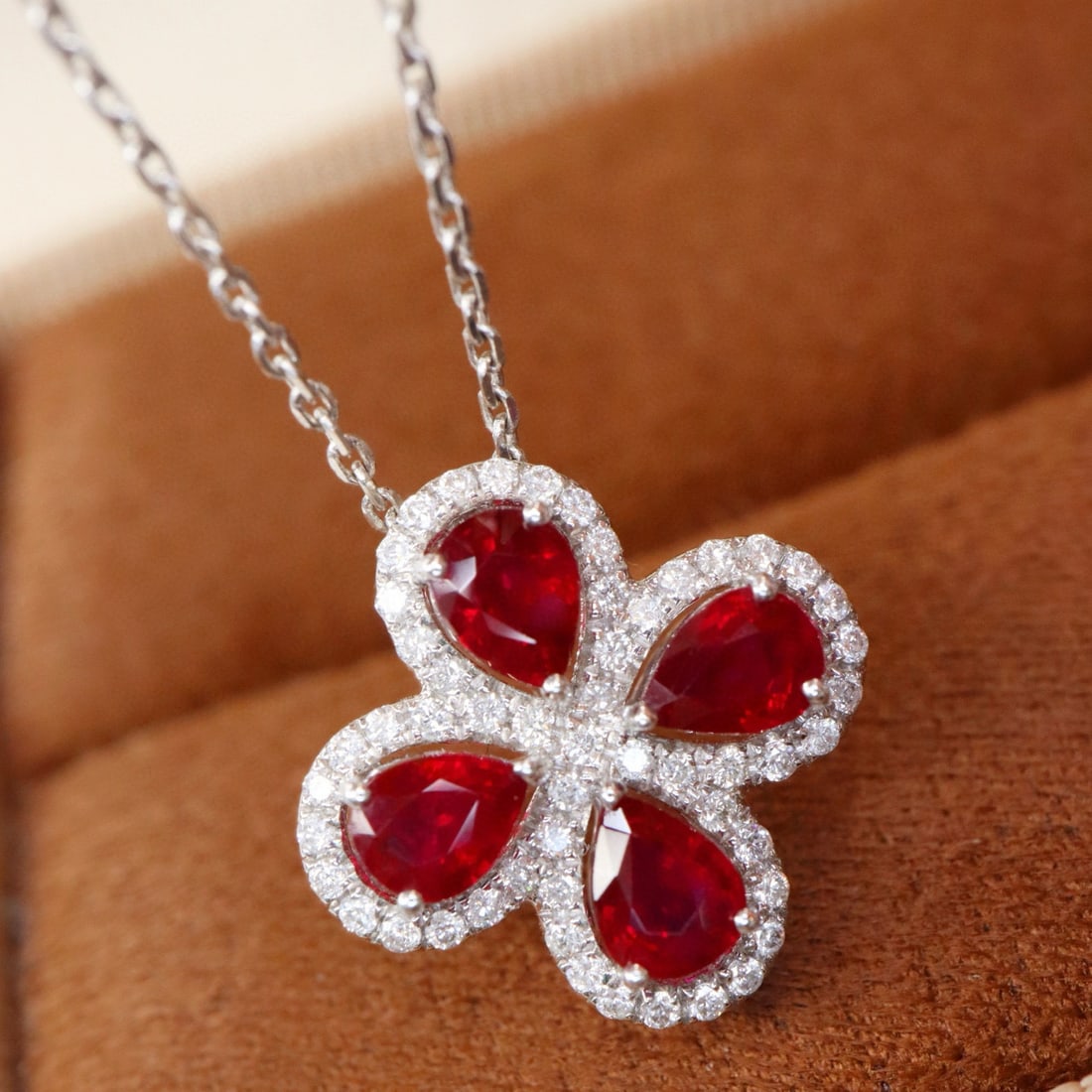 14k Gold 1.53 Ctw Natural Ruby & Diamond Pendant( Without Chain ) - 4