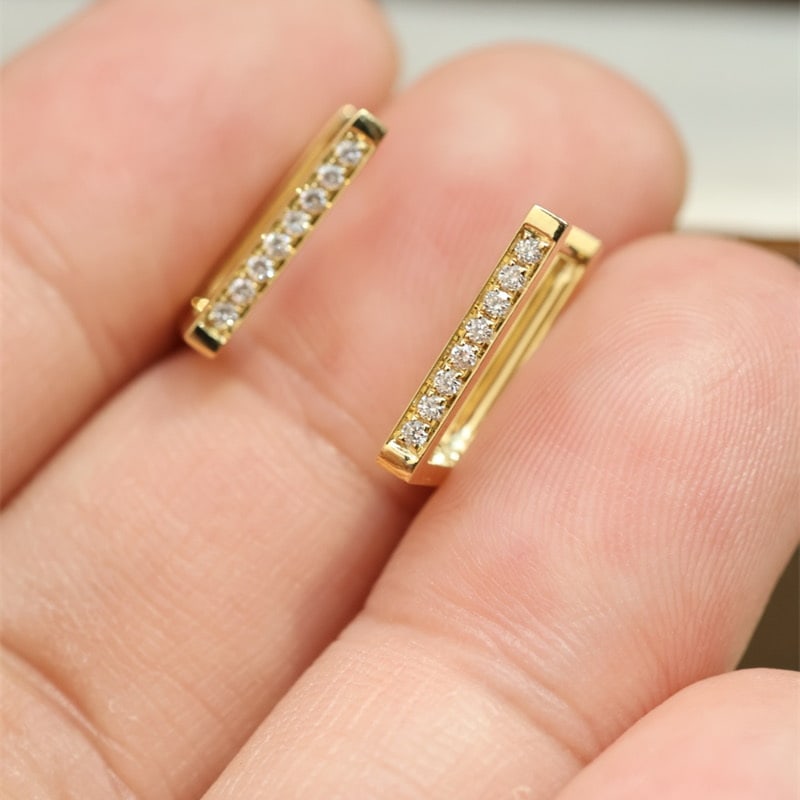 14k Gold 0.11 Ct Natural H Diamond Earrings - 5