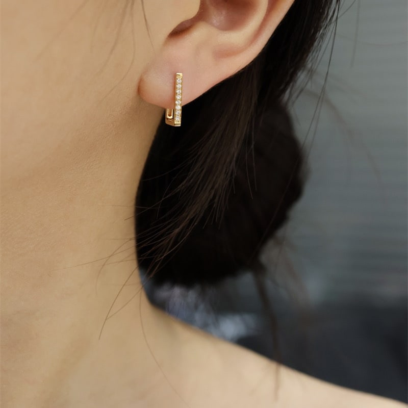 14k Gold 0.11 Ct Natural H Diamond Earrings - 8