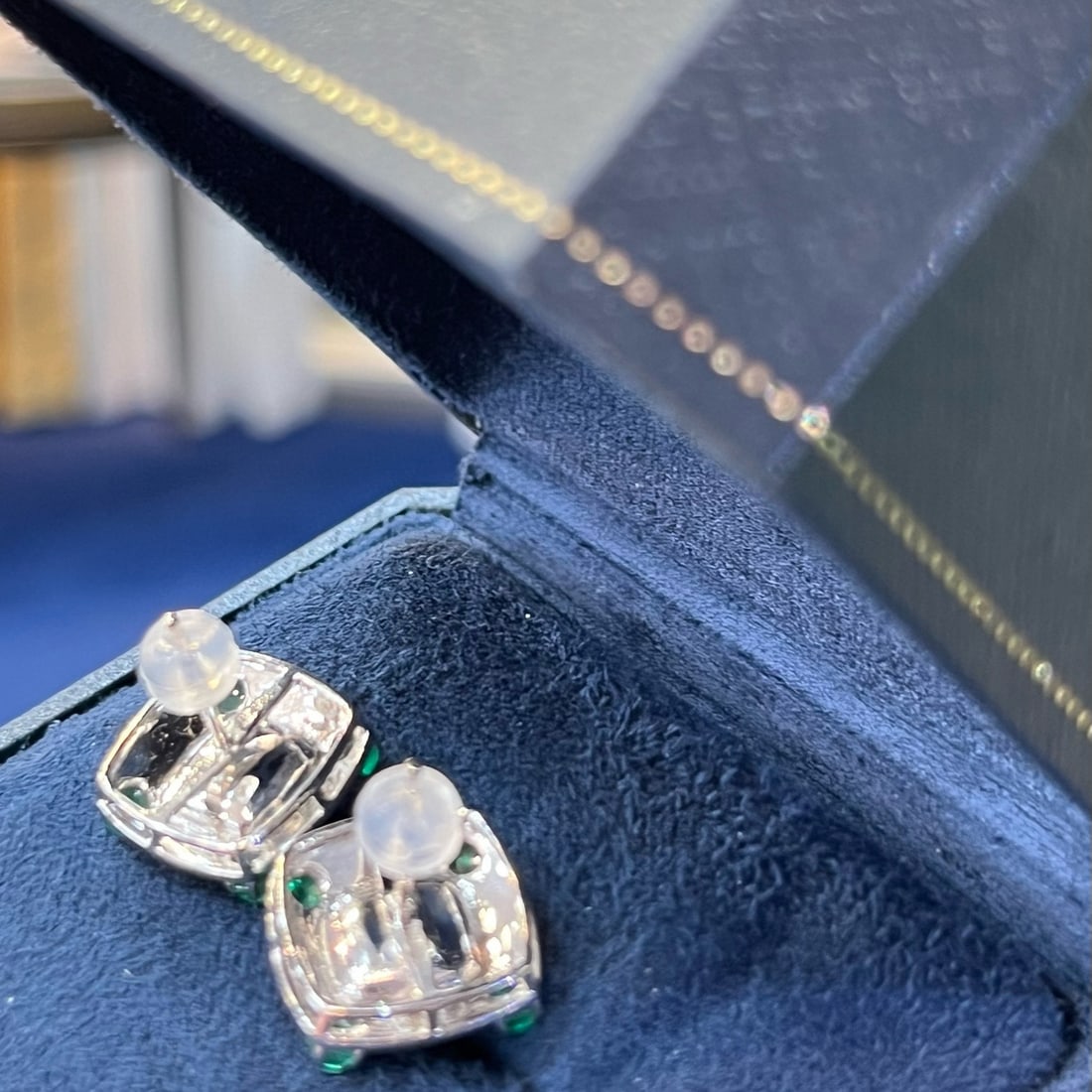 14k Gold 5.37 Ctw Vivid Green Natural Emerald & Diamond Earrings - 4