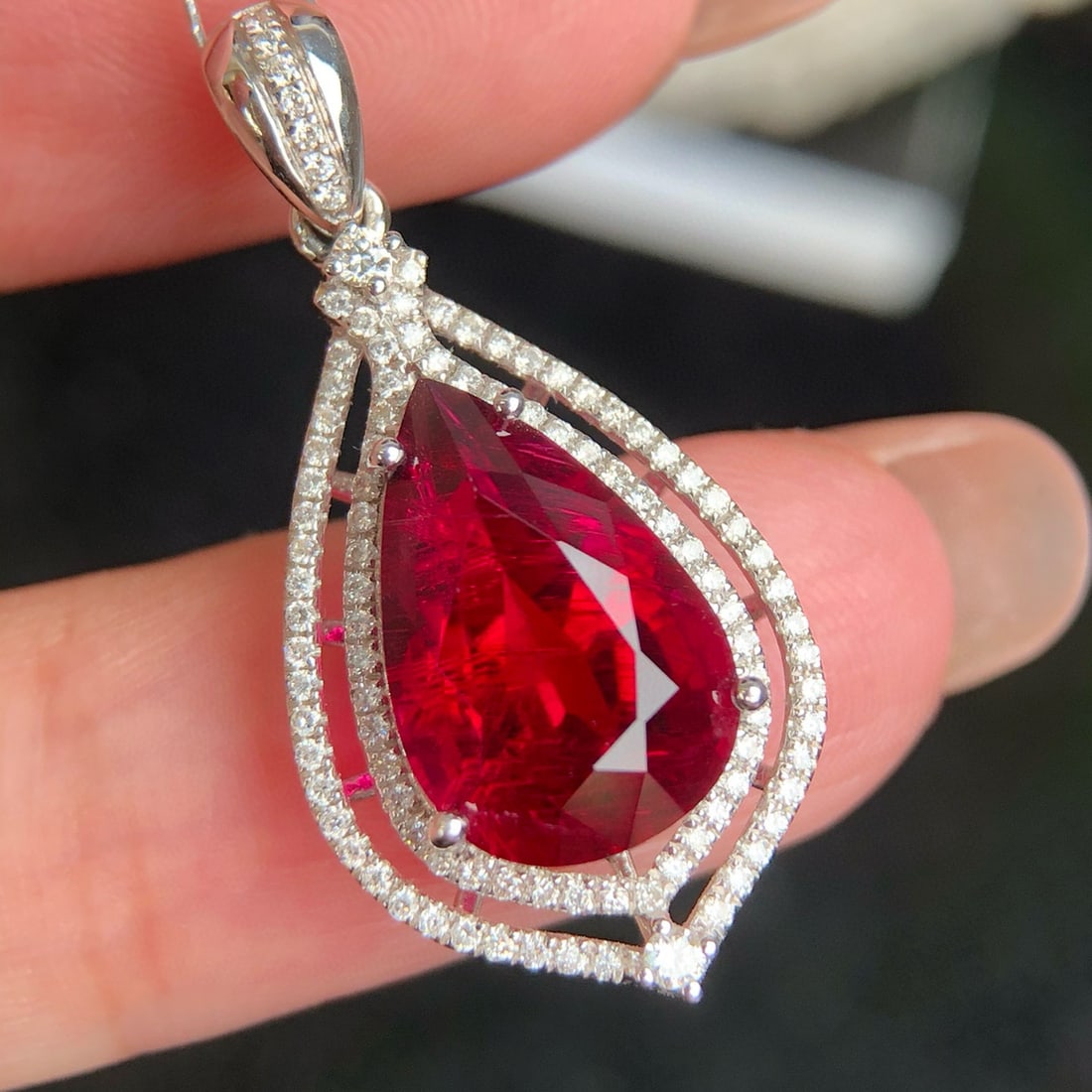 14k Gold 4.86 Ct Natural Tourmaline & Diamond Pendant( Without Chain ) - 3