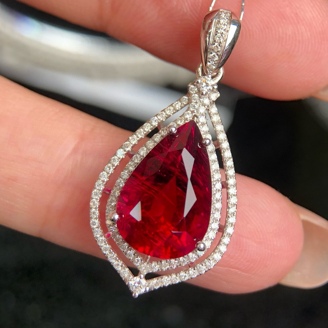 14k Gold 4.86 Ct Natural Tourmaline & Diamond Pendant( Without Chain ) - 4