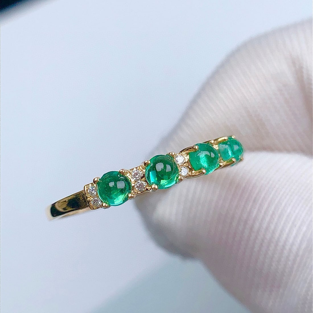 14k Gold 0.76 Ctw Natural Emerald & Diamond Ring - 4