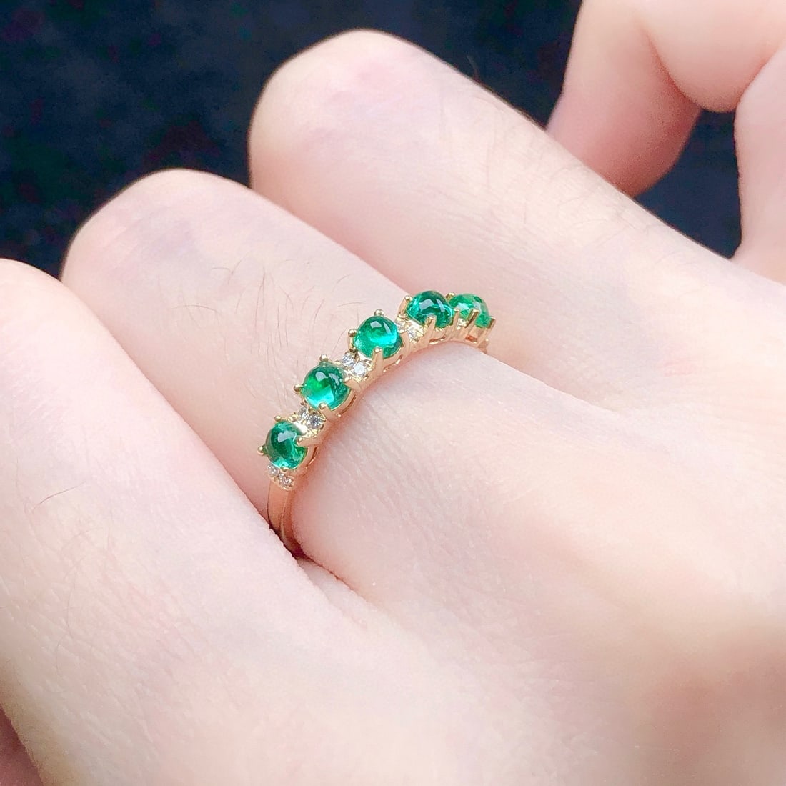 14k Gold 0.76 Ctw Natural Emerald & Diamond Ring - 8