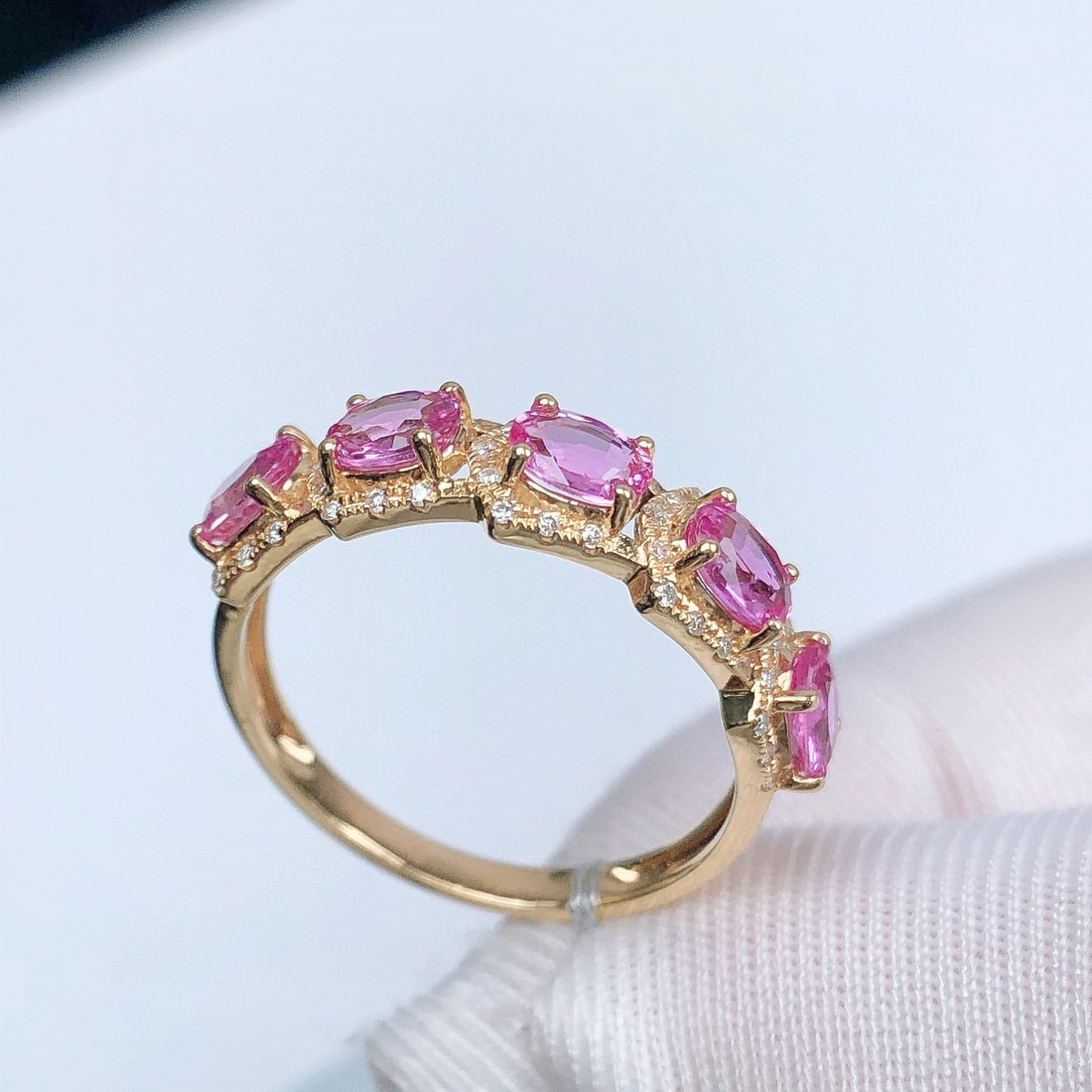 14k Gold 1.64 Ctw Natural Sapphire & Diamond Ring - 5