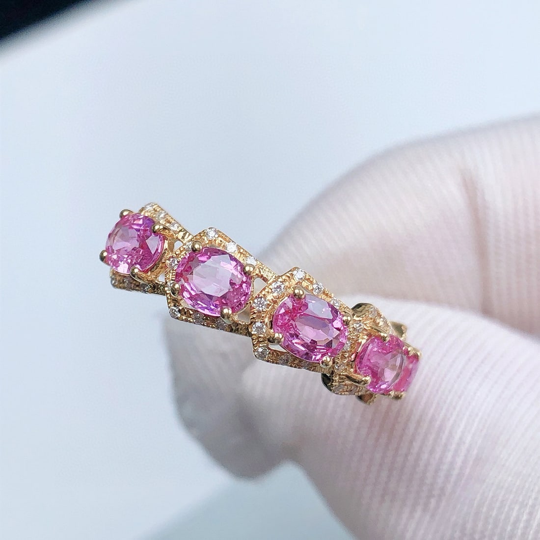 14k Gold 1.64 Ctw Natural Sapphire & Diamond Ring - 6