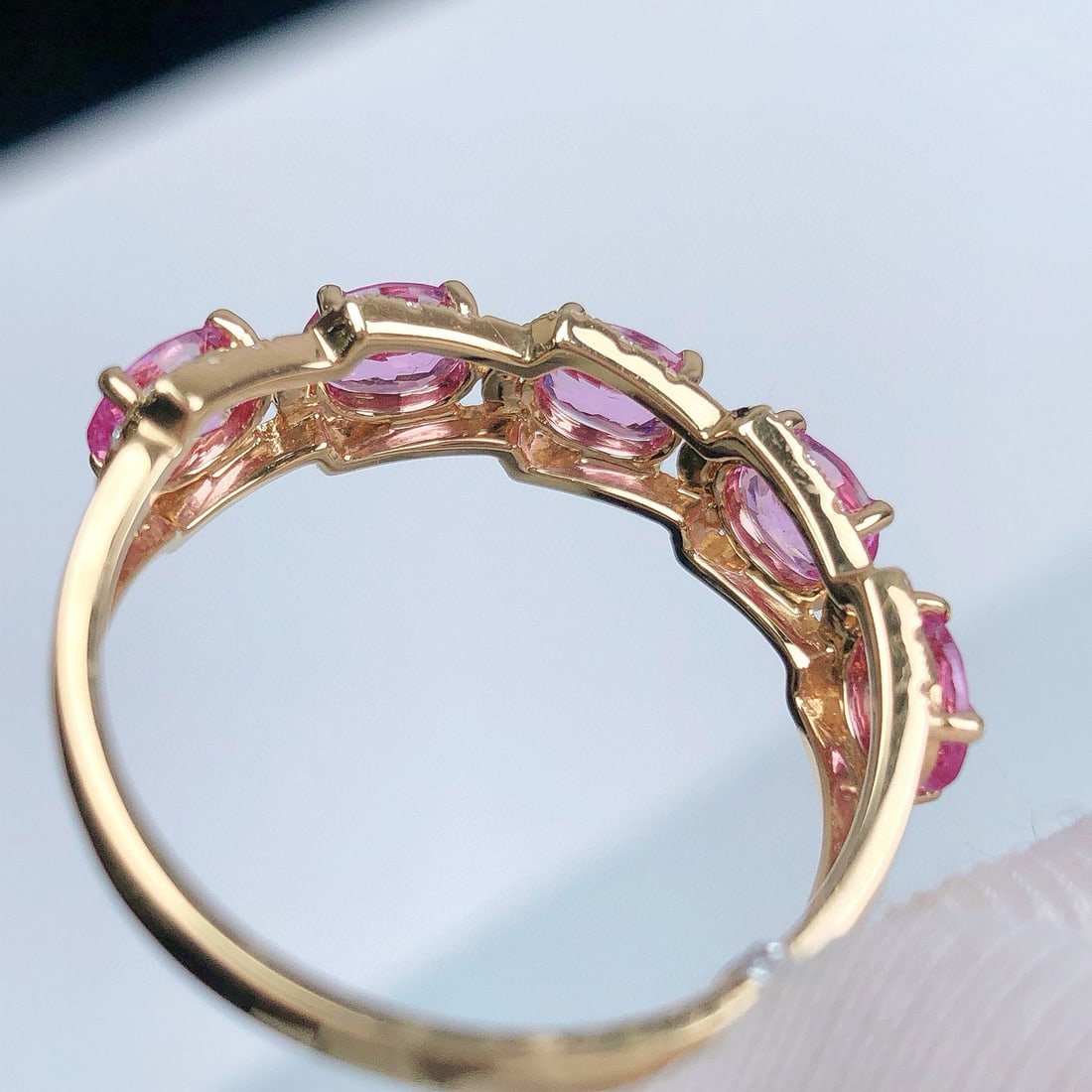 14k Gold 1.64 Ctw Natural Sapphire & Diamond Ring - 7