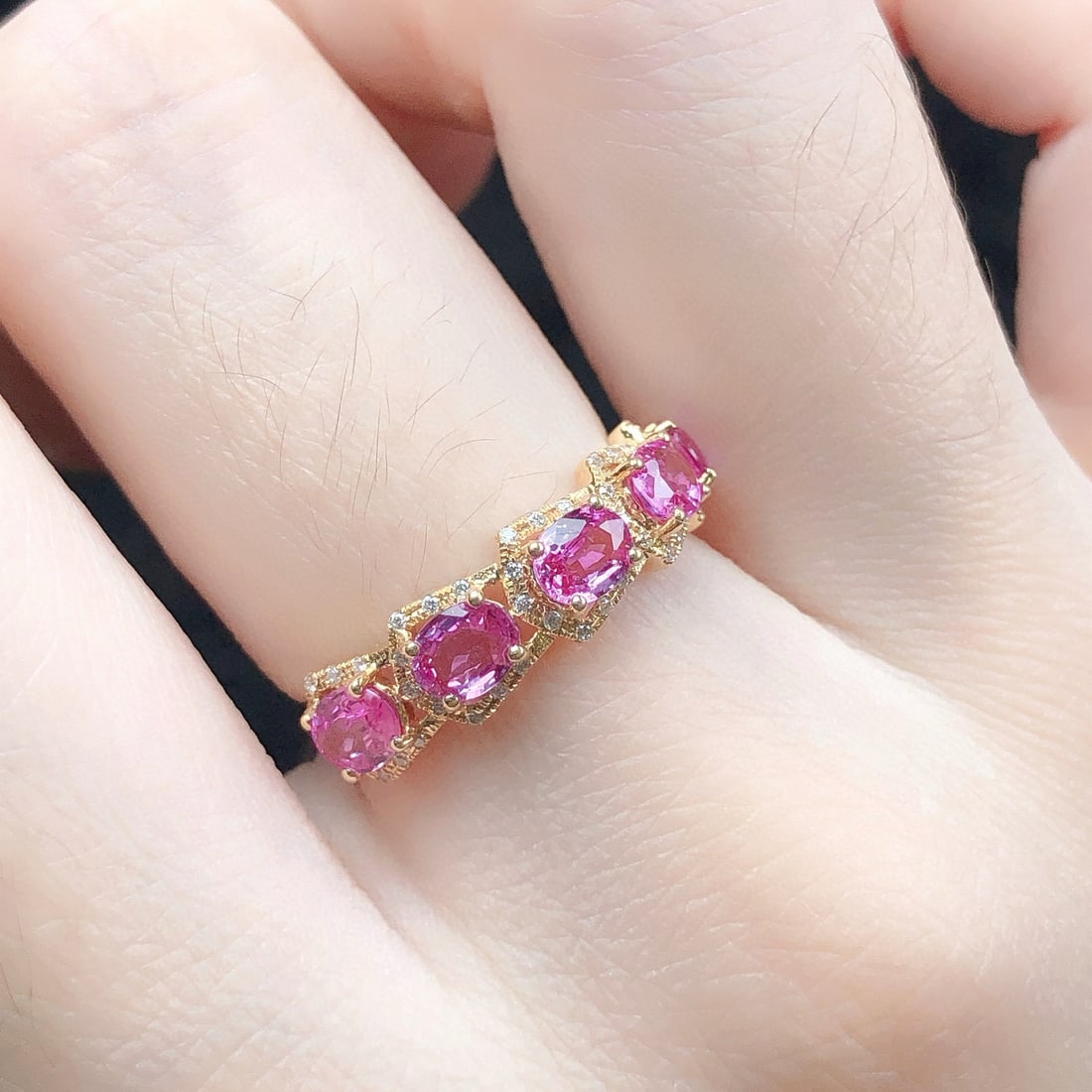 14k Gold 1.64 Ctw Natural Sapphire & Diamond Ring - 9