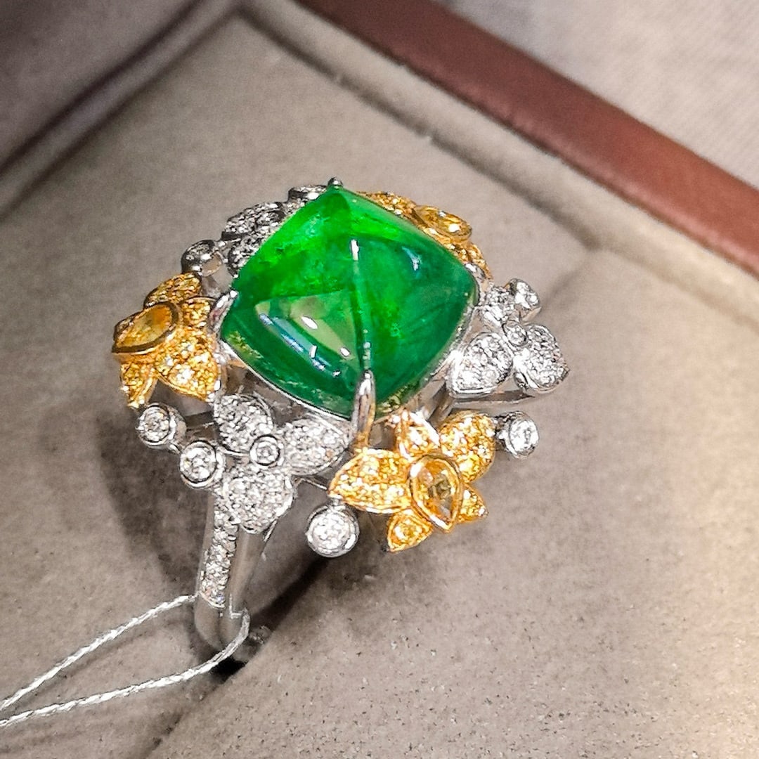 14k Gold 6.65 Ctw Natural Emerald & Diamond Ring - 3