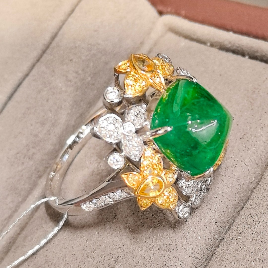 14k Gold 6.65 Ctw Natural Emerald & Diamond Ring - 4