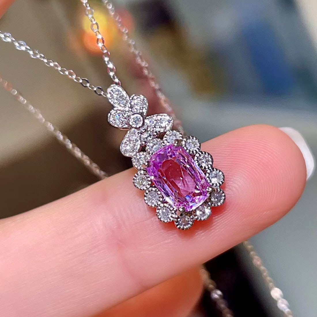 14k Gold 1.54 Ctw Natural Sapphire & Diamond Necklace - 2