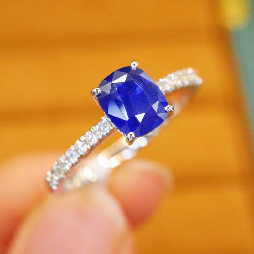 14k Gold 1.24 Ctw Natural Sapphire & Diamond Ring - 3