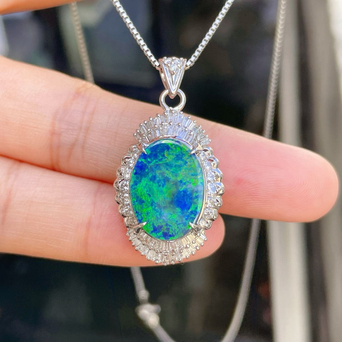14k Gold 4.40 Ctw Natural Opal & Diamond Pendant( Without Chain ): Ref:231066378 // gold content:14k gold // main gemstone:opal // shape:oval // carat weight:3. 48ct // color:color // treatment:natural // // adjacent gemstone 2 : diamond // shape:multiply // carat