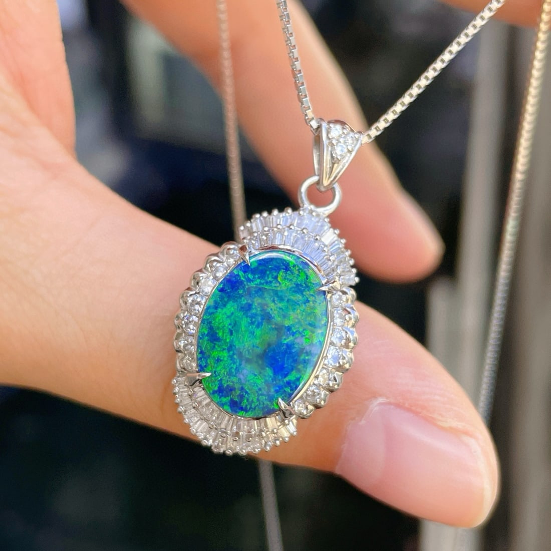 14k Gold 4.40 Ctw Natural Opal & Diamond Pendant( Without Chain ) - 5