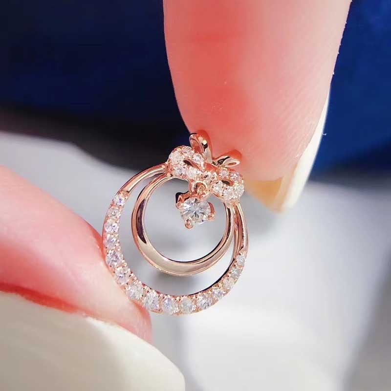 14k Gold 0.16 Ct Natural H Diamond Pendant( Without Chain ) - 2