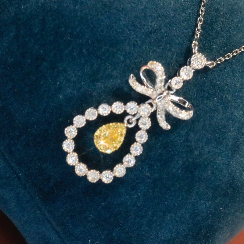 14k Gold 0.4 Ct Natural Color Diamond Necklace - 2