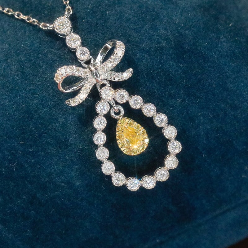 14k Gold 0.4 Ct Natural Color Diamond Necklace - 3