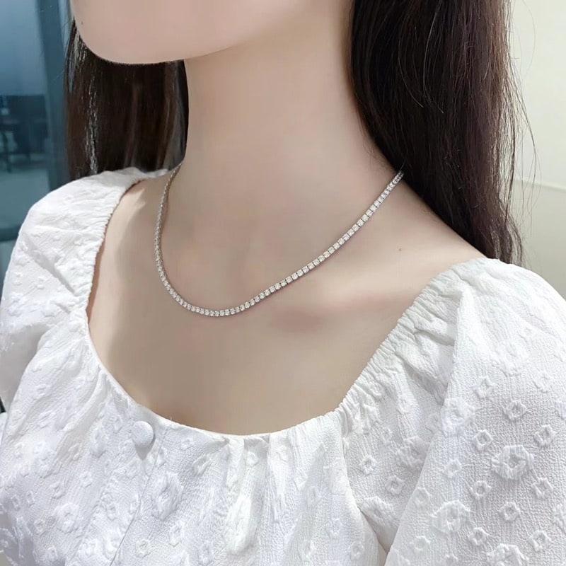 14k Gold 11.5 Ct Natural H Diamond Necklace - 6