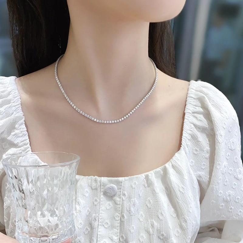 14k Gold 11.5 Ct Natural H Diamond Necklace - 7
