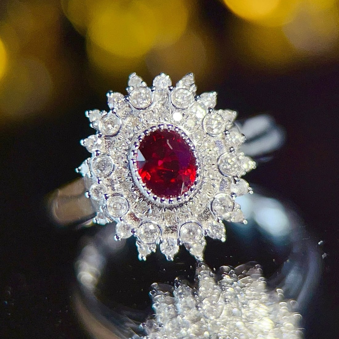 14k Gold 0.93 Ctw Natural Ruby & Diamond Ring: Ref:231066397 // gold content:14k gold // ring size:7. 25us // // main gemstone:ruby // shape:oval // carat weight:0. 42ct // color:red // treatment:natural // // adjacent gemstone 2 : diamond //